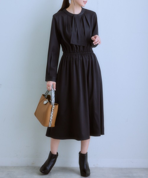 7days Life Styling(セブンデイズライフスタイリング)の「ボウタイが取り外せる2WAYワンピース(ワンピース・レディース・モカ/グレー系/ブラック・LL/L/M/S)」の13枚目の写真