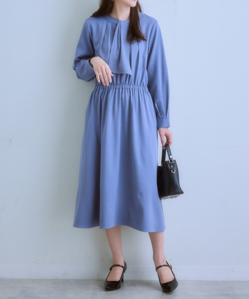 7days Life Styling(セブンデイズライフスタイリング)の「ボウタイが取り外せる2WAYワンピース(ワンピース・レディース・モカ/グレー系/ブラック・LL/L/M/S)」の5枚目の写真
