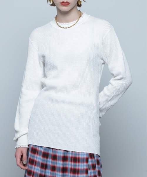 【セール】(CREOLME)フリルワッフルトップス（Tシャツ/カットソー）｜CREOLME（クレオルム）