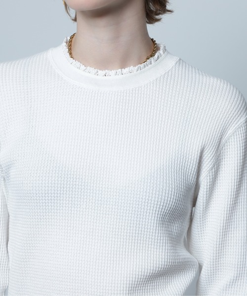 CREOLME（クレオルム）の「(CREOLME)フリルワッフルトップス（Tシャツ/カットソー・レディース・ブラック/ホワイト系その他・FREE）」の9枚目の写真