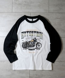 oversize raglan sleeve print long sleeve T-shirt/オーバーサイズ ラグランスリーブ プリント ロンT/リンガー プリント ロンT