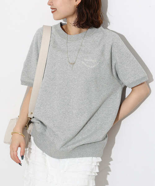 【美品】 スローブイエナ ミニ裏毛ハーフスリーブプルオーバー 近年モデル SLOBE IENA（スローブイエナ）の「ラメ裏毛ハーフスリーブプル