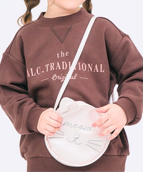 apres les cours（アプレレクール）の「ねこちゃんポシェット（ショルダーバッグ・キッズ・アイボリー/ブラック・FREE）」の2枚目の写真