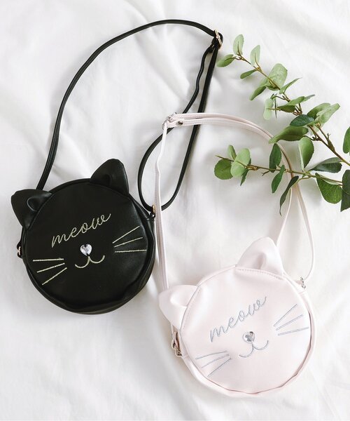 apres les cours（アプレレクール）の「ねこちゃんポシェット（ショルダーバッグ・キッズ・アイボリー/ブラック・FREE）」の4枚目の写真