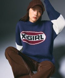 X-girl | BICOLOR OVAL LOGO JACQUARD KNIT TOP(ニット/セーター)