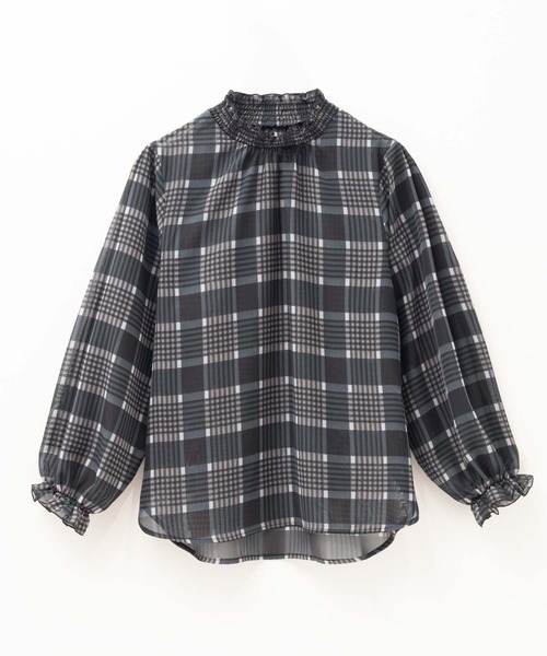 HusHusH（ハッシュアッシュ）の「HusHusH 衿シャーリング チェックブラウス（シャツ/ブラウス・レディース・チャコールグレー/ベージュ・M/L）」の15枚目の写真