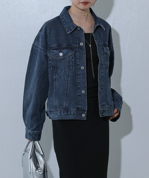 COLONY 2139（コロニートゥーワンスリーナイン）の「オーバーサイズGジャン（デニムジャケット・レディース・ネイビー/ダークブルー/オフホワイト・LARGE/MEDIUM）」の21枚目の写真