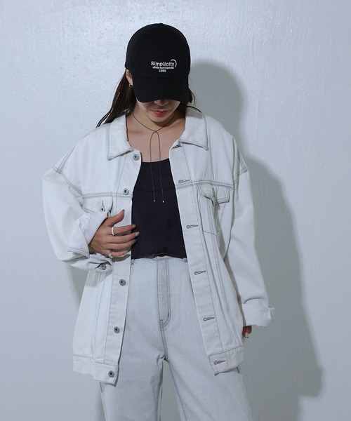 COLONY 2139（コロニートゥーワンスリーナイン）の「オーバーサイズGジャン（デニムジャケット・レディース・ネイビー/ダークブルー/オフホワイト・LARGE/MEDIUM）」の4枚目の写真