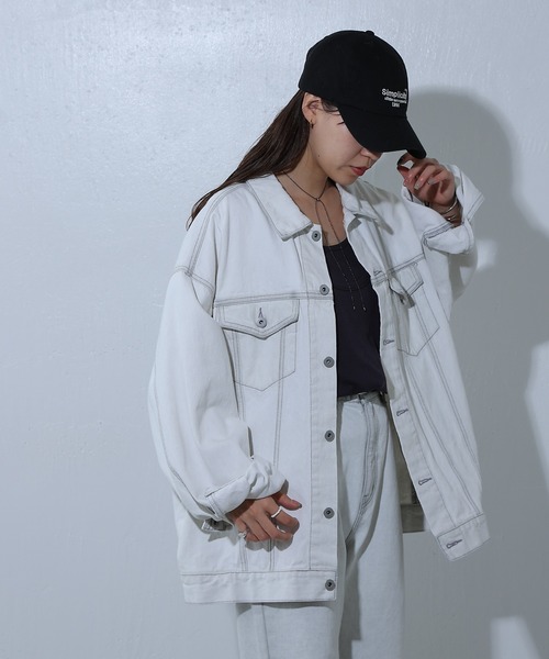 COLONY 2139（コロニートゥーワンスリーナイン）の「オーバーサイズGジャン（デニムジャケット・レディース・ネイビー/ダークブルー/オフホワイト・LARGE/MEDIUM）」の5枚目の写真