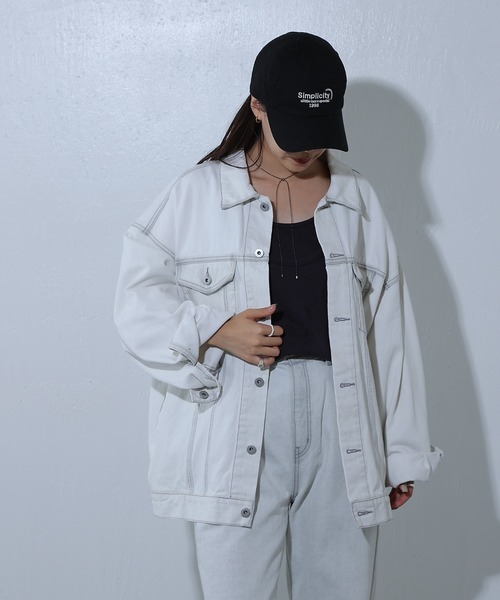 COLONY 2139（コロニートゥーワンスリーナイン）の「オーバーサイズGジャン（デニムジャケット・レディース・ネイビー/ダークブルー/オフホワイト・LARGE/MEDIUM）」の7枚目の写真