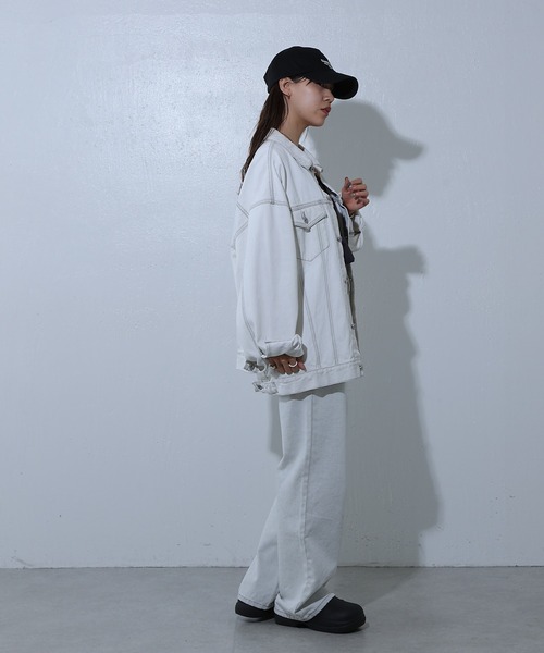 COLONY 2139（コロニートゥーワンスリーナイン）の「オーバーサイズGジャン（デニムジャケット・レディース・ネイビー/ダークブルー/オフホワイト・LARGE/MEDIUM）」の9枚目の写真