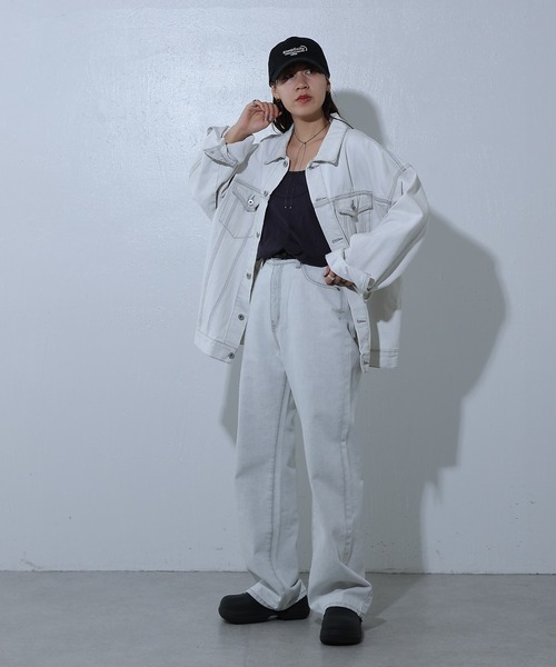 COLONY 2139（コロニートゥーワンスリーナイン）の「オーバーサイズGジャン（デニムジャケット・レディース・ネイビー/ダークブルー/オフホワイト・LARGE/MEDIUM）」の11枚目の写真