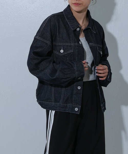 COLONY 2139（コロニートゥーワンスリーナイン）の「オーバーサイズGジャン（デニムジャケット・レディース・ネイビー/ダークブルー/オフホワイト・LARGE/MEDIUM）」の12枚目の写真