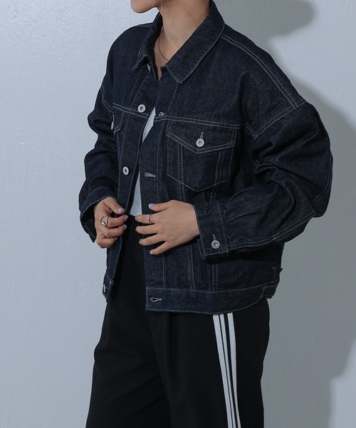 COLONY 2139（コロニートゥーワンスリーナイン）の「オーバーサイズGジャン（デニムジャケット・レディース・ネイビー/ダークブルー/オフホワイト・LARGE/MEDIUM）」の13枚目の写真