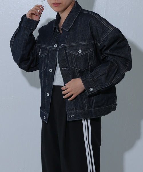 COLONY 2139（コロニートゥーワンスリーナイン）の「オーバーサイズGジャン（デニムジャケット・レディース・ネイビー/ダークブルー/オフホワイト・LARGE/MEDIUM）」の14枚目の写真