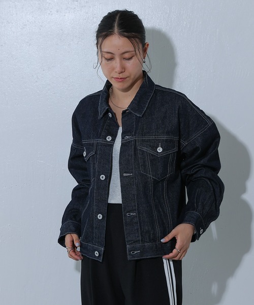 COLONY 2139（コロニートゥーワンスリーナイン）の「オーバーサイズGジャン（デニムジャケット・レディース・ネイビー/ダークブルー/オフホワイト・LARGE/MEDIUM）」の15枚目の写真