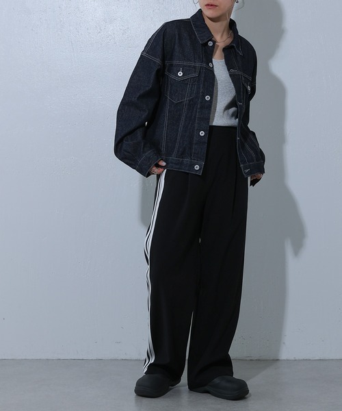 COLONY 2139（コロニートゥーワンスリーナイン）の「オーバーサイズGジャン（デニムジャケット・レディース・ネイビー/ダークブルー/オフホワイト・LARGE/MEDIUM）」の16枚目の写真