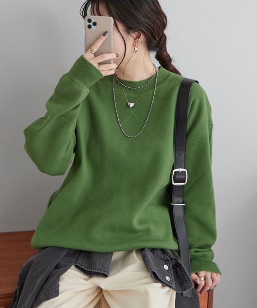 NUNIFE（ユニフィー）の「春カラー追加《9色展開》スウェットライクニットプルオーバー（ニット/セーター・レディース・ライトグレー/グリーン/レッド/スミクロ/イエロー/アイボリー/ブルー/ミント/ピンク・FREE）」の5枚目の写真