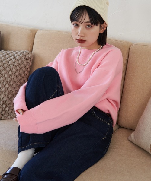 NUNIFE（ユニフィー）の「春カラー追加《9色展開》スウェットライクニットプルオーバー（ニット/セーター・レディース・ライトグレー/グリーン/レッド/スミクロ/イエロー/アイボリー/ブルー/ミント/ピンク・FREE）」の16枚目の写真
