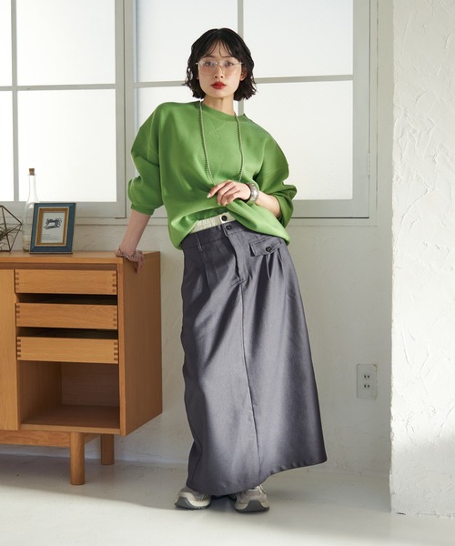 NUNIFE（ユニフィー）の「春カラー追加《9色展開》スウェットライクニットプルオーバー（ニット/セーター・レディース・ライトグレー/グリーン/レッド/スミクロ/イエロー/アイボリー/ブルー/ミント/ピンク・FREE）」の11枚目の写真
