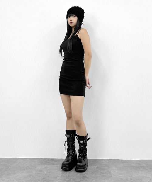 LVEU.（ラブユ.）の「【LVEU.】カジュアルミニキャミワンピース / ワンピース ミニ ワンピ スウェット カットソー ストレッチ タイト ブラック グレー ブルー ZOZOTOWN限定（ワンピース・レディース・ブラック/ブルー/グレー・FREE）」の7枚目の写真