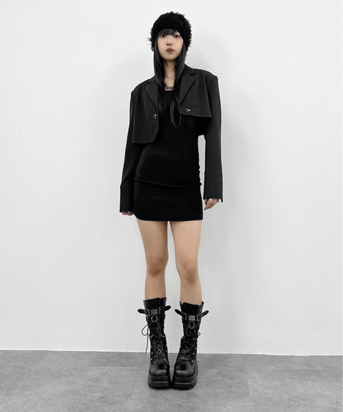 LVEU.（ラブユ.）の「【LVEU.】カジュアルミニキャミワンピース / ワンピース ミニ ワンピ スウェット カットソー ストレッチ タイト ブラック グレー ブルー ZOZOTOWN限定（ワンピース・レディース・ブラック/ブルー/グレー・FREE）」の16枚目の写真