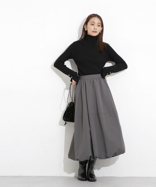 NANO universe（ナノユニバース）の「【WEB限定】バルーンスカート（スカート・レディース・ブラック/カーキ/チャコール/ベージュ/ブラウン/ホワイト・マルチサイズ）」の11枚目の写真