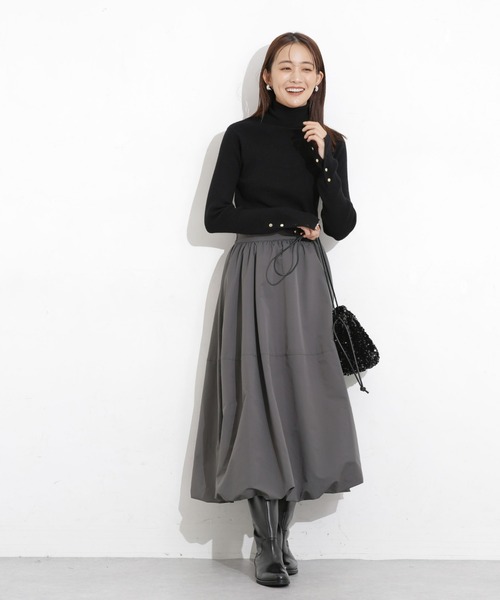 NANO universe（ナノユニバース）の「【WEB限定】バルーンスカート（スカート・レディース・ブラック/カーキ/チャコール/ベージュ/ブラウン/ホワイト・マルチサイズ）」の12枚目の写真