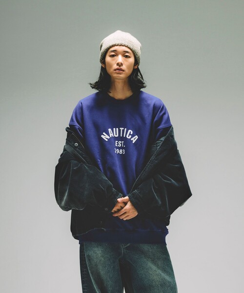 NAUTICA(ノーティカ)の「NAUTICA/ノーティカ Felt Patch Arch Logo Crewneck Sweatshirt/フェルトパッチ アーチロゴ クルーネックスウェット(スウェット・メンズ・アッシュグレー/ブラック/ネイビー/パープル・X-LARGE/LARGE/MEDIUM/SMALL)」の22枚目の写真