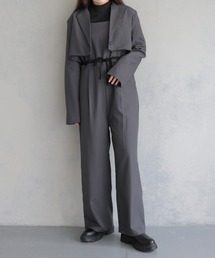 【&g'aime】シャーリングデザインツイルオールインワン SHIRRING DESIGN TWILL ALL IN ONE