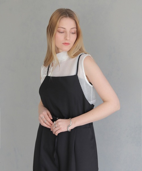 &g'aime(アンジェム)の「【&g'aime】シャーリングデザインツイルオールインワン SHIRRING DESIGN TWILL ALL IN ONE(つなぎ/オールインワン・レディース・ブラック/チャコールグレー・FREE)」の21枚目の写真