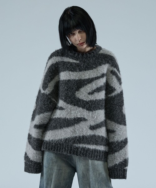 VELNUS（ベルナス）の「【VELNUS】Wool blend shaggy design knit/ウールブレンド シャギーデザインニット（ニット/セーター・メンズ・グレー系/ブルー系・S/M/L）」の9枚目の写真