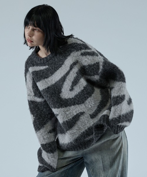 VELNUS（ベルナス）の「【VELNUS】Wool blend shaggy design knit/ウールブレンド シャギーデザインニット（ニット/セーター・メンズ・グレー系/ブルー系・S/M/L）」の11枚目の写真