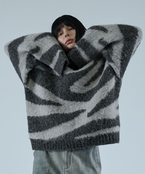 VELNUS（ベルナス）の「【VELNUS】Wool blend shaggy design knit/ウールブレンド シャギーデザインニット（ニット/セーター・メンズ・グレー系/ブルー系・S/M/L）」の12枚目の写真