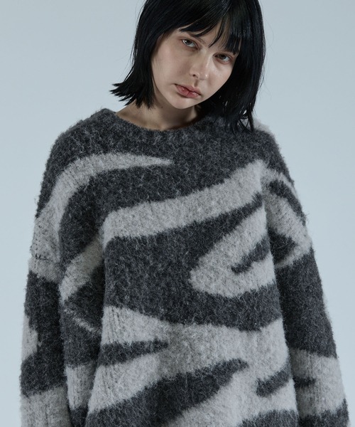 VELNUS（ベルナス）の「【VELNUS】Wool blend shaggy design knit/ウールブレンド シャギーデザインニット（ニット/セーター・メンズ・グレー系/ブルー系・S/M/L）」の19枚目の写真