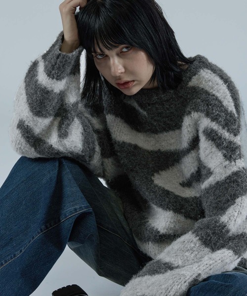 VELNUS（ベルナス）の「【VELNUS】Wool blend shaggy design knit/ウールブレンド シャギーデザインニット（ニット/セーター・メンズ・グレー系/ブルー系・S/M/L）」の20枚目の写真
