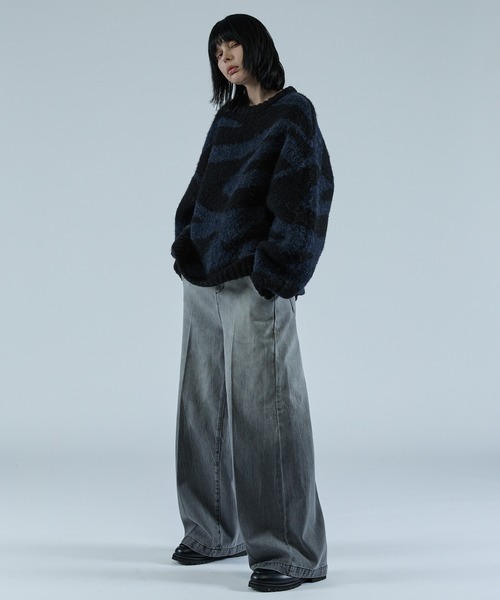 VELNUS（ベルナス）の「【VELNUS】Wool blend shaggy design knit/ウールブレンド シャギーデザインニット（ニット/セーター・メンズ・グレー系/ブルー系・S/M/L）」の4枚目の写真