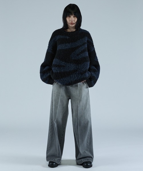VELNUS（ベルナス）の「【VELNUS】Wool blend shaggy design knit/ウールブレンド シャギーデザインニット（ニット/セーター・メンズ・グレー系/ブルー系・S/M/L）」の6枚目の写真