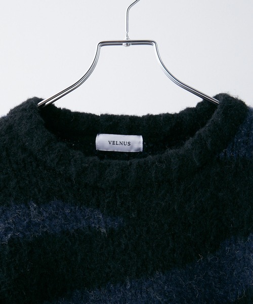 VELNUS】Wool blend shaggy design knit/ウールブレンド