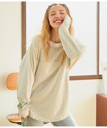 anap mimpi | 切り替え ラウンドヘム 無地 長袖 ビッグ ロンT(Tシャツ/カットソー)