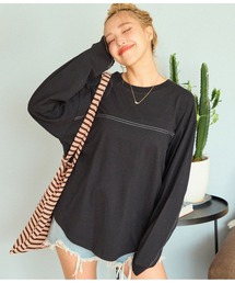 anap mimpi | 切り替え ラウンドヘム 無地 長袖 ビッグ ロンT(Tシャツ/カットソー)