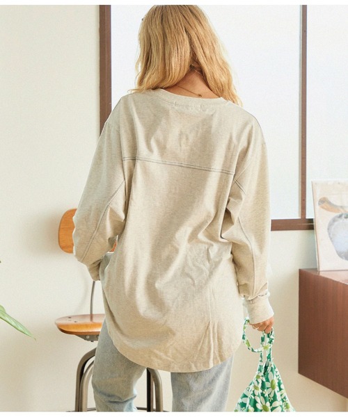 anap mimpi（アナップミンピ）の「切り替え ラウンドヘム 無地 長袖 ビッグ ロンT（Tシャツ/カットソー・レディース・ブラック/オフホワイト/キナリ・FREE）」の11枚目の写真