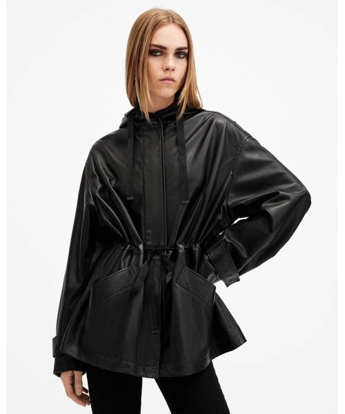 ALLSAINTS（オールセインツ）の「KELSEA RELAXED FIT LEATHER JACKET | KELSEA リラックス フィット レザー ジャケット（その他アウター・レディース・ブラック・S/M/XS/L）」の2枚目の写真