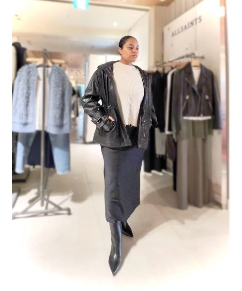 ALLSAINTS（オールセインツ）の「KELSEA RELAXED FIT LEATHER JACKET | KELSEA リラックス フィット レザー ジャケット（その他アウター・レディース・ブラック・S/M/XS/L）」の13枚目の写真