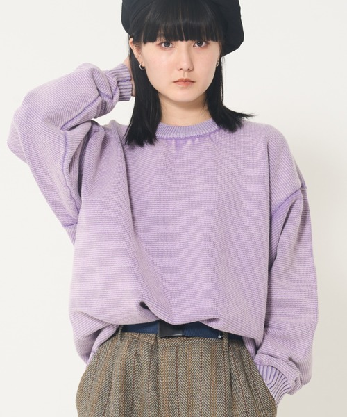 ROUGH TRADE(ラフトレード)の「ストーンウォッシュ クルーニット(M1)(ニット/セーター・メンズ・ミント/ブラック/パープル・MEDIUM/LARGE/X-LARGE)」の3枚目の写真