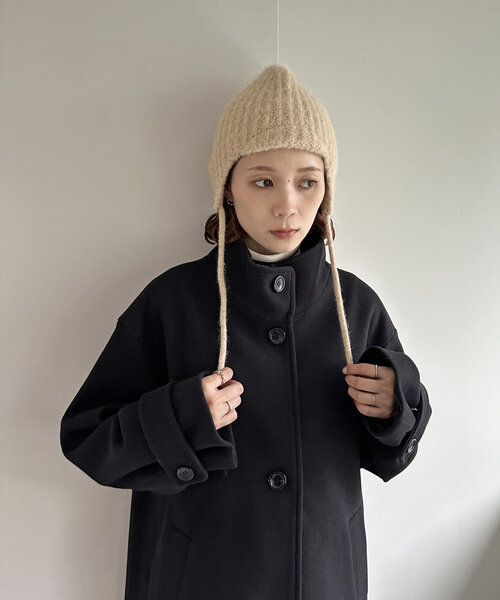 DISCOAT（ディスコート）の「ニットイヤーフラップビーニー（ニットキャップ/ビーニー・レディース・ネイビー/ベージュ・FREE）」の19枚目の写真