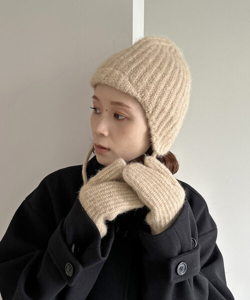 DISCOAT（ディスコート）の「ニットイヤーフラップビーニー（ニットキャップ/ビーニー・レディース・ネイビー/ベージュ・FREE）」の16枚目の写真