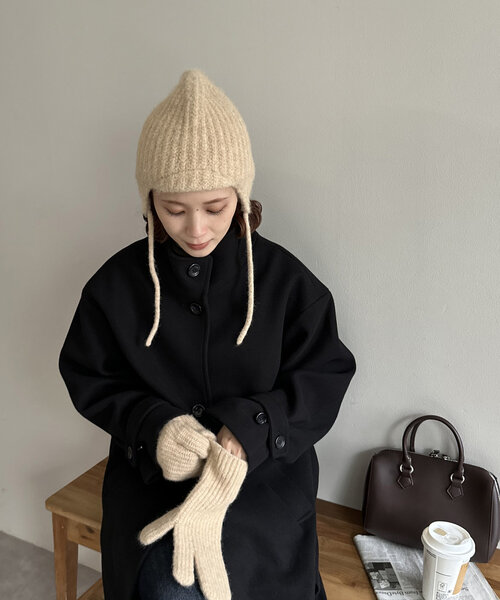 DISCOAT（ディスコート）の「ニットイヤーフラップビーニー（ニットキャップ/ビーニー・レディース・ネイビー/ベージュ・FREE）」の15枚目の写真