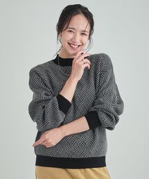 SHOO・LA・RUE | 【S-LL/洗える/毛玉レス】クラシカルな柄が目を惹く プチハイネックニット(ニット/セーター)