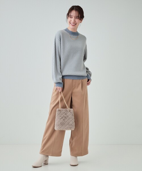 SHOO・LA・RUE(シューラルー)の「◆【S-LL/洗える/毛玉レス】クラシカルな柄が目を惹く プチハイネックニット(ニット/セーター・レディース・ブルー系9/ブラック系3/ブラック系4/ベージュ系3・04/03/02/01)」の14枚目の写真